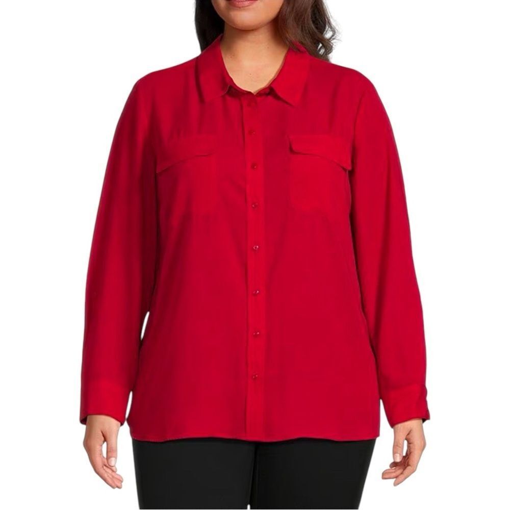 Investments Women's OLIVIA Red Button-Up Blouse